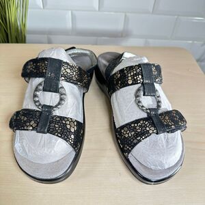 Alegria Julie Pewter Mosaic Leather Sandals Sz 39 US 8.5